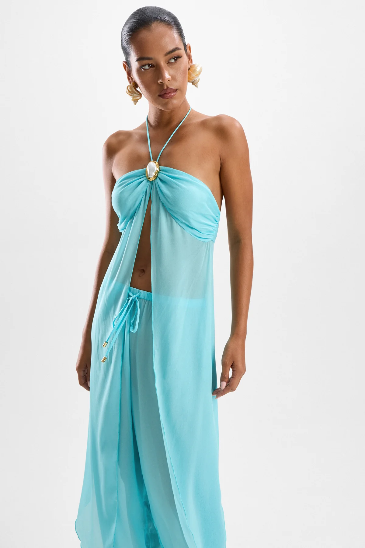 Coral Moonstone Drape Top - Blue Lagoon - Image 4