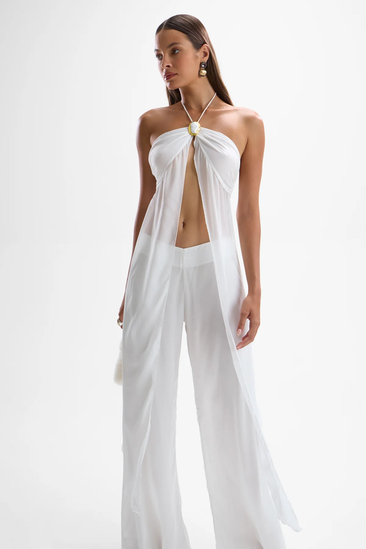 Coral Moonstone Drape Top - Pearl - Image 3