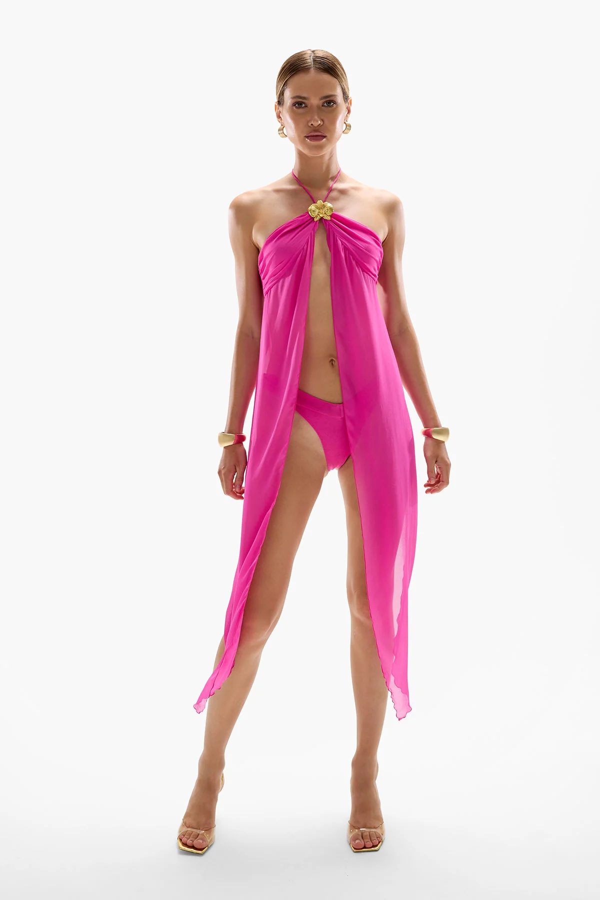 Coral Orchid Drape Top - Fuchsia - Image 4