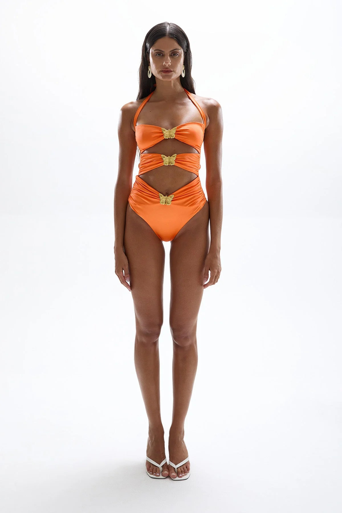 Diamond Butterfly Cut Out Swimsuit - Orange - Image 3