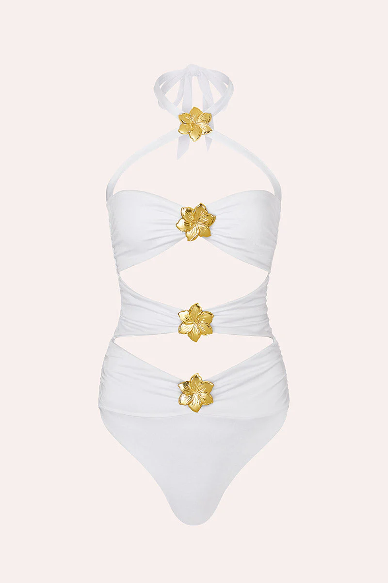 Diamond Cut Out Swimsuit - Pearl - Image 2