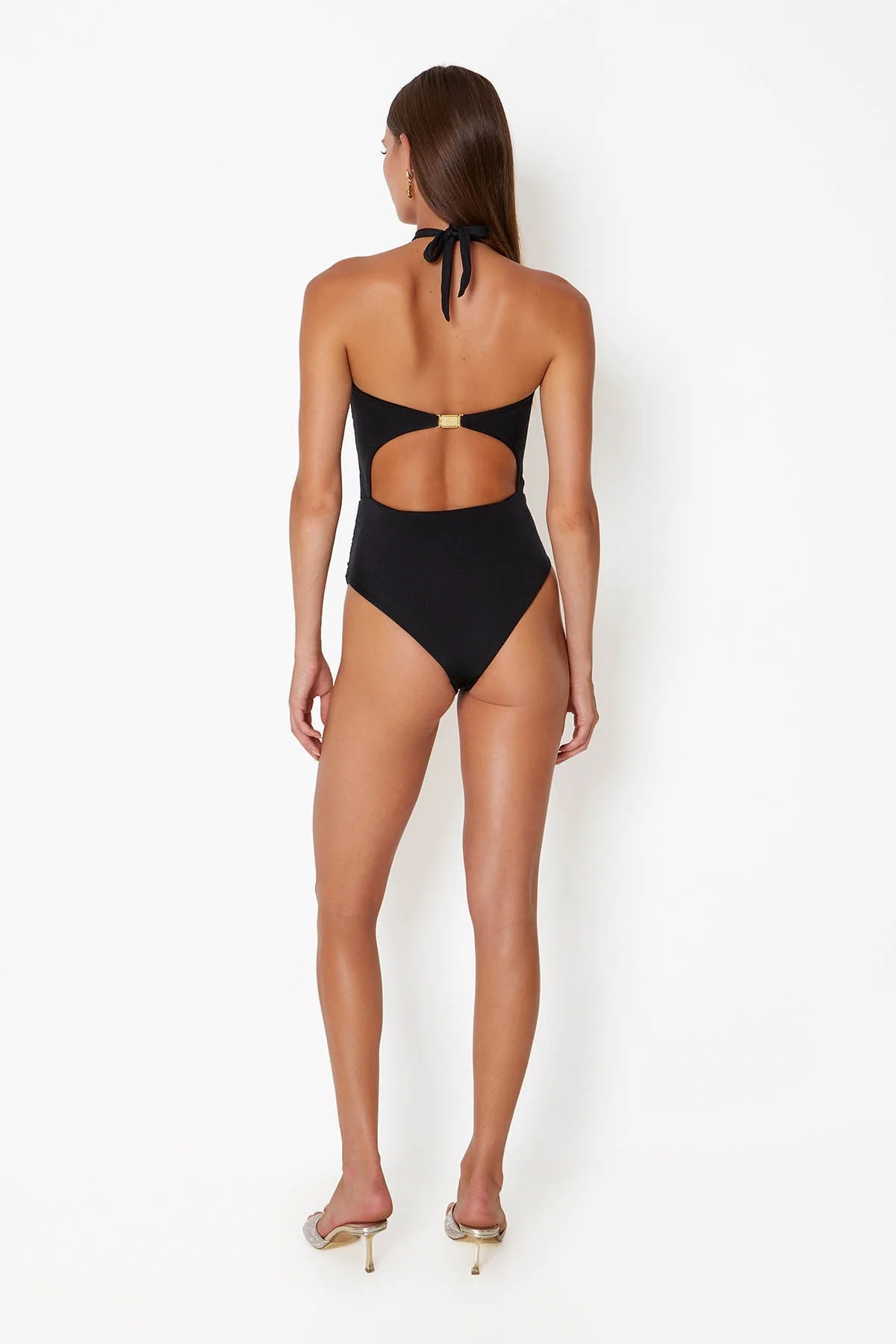 Diamond Heart Cut Out Swimsuit - Black - Image 2