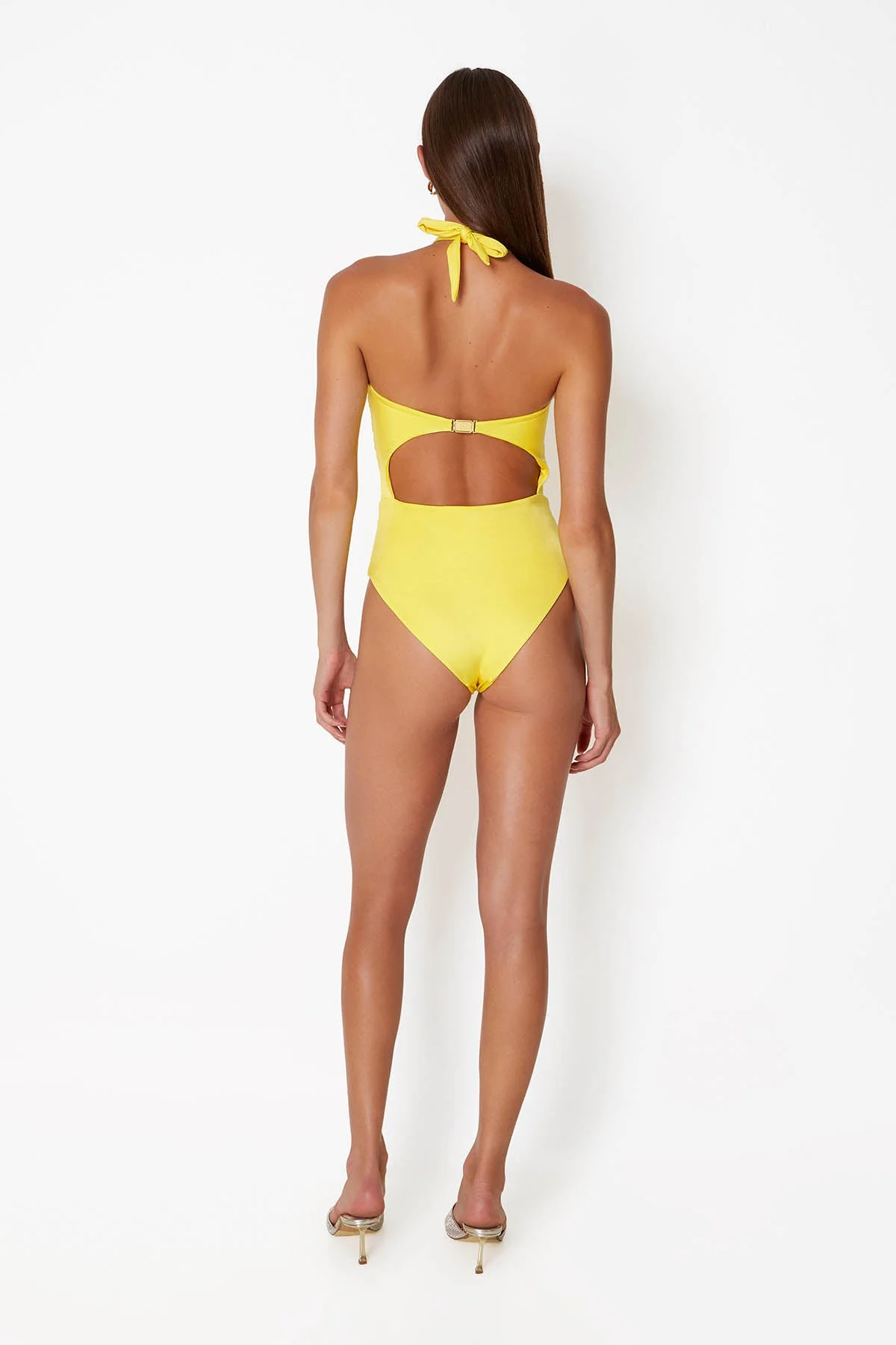 Diamond Heart Cut Out Swimsuit - Lemonade - Image 3