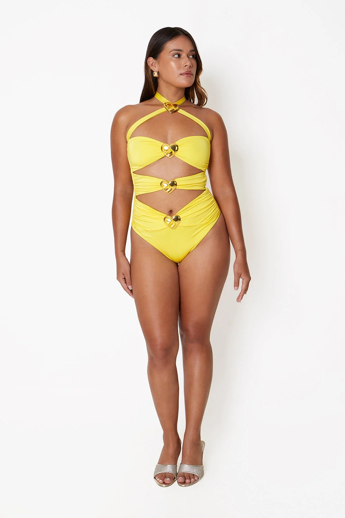 Diamond Heart Cut Out Swimsuit - Lemonade - Image 5