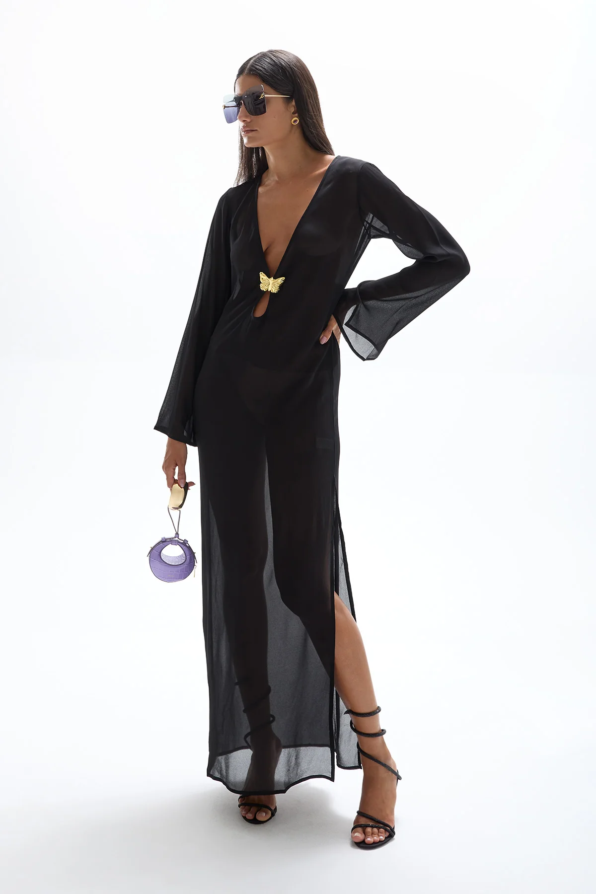Hotline Butterfly Maxi Dress - Black