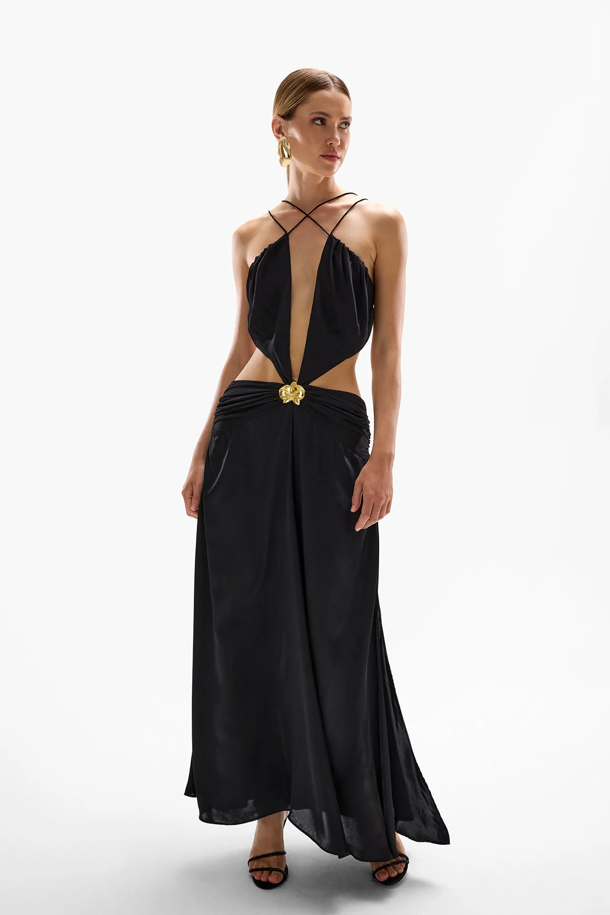 Ivy Orchid Maxi Dress - Black