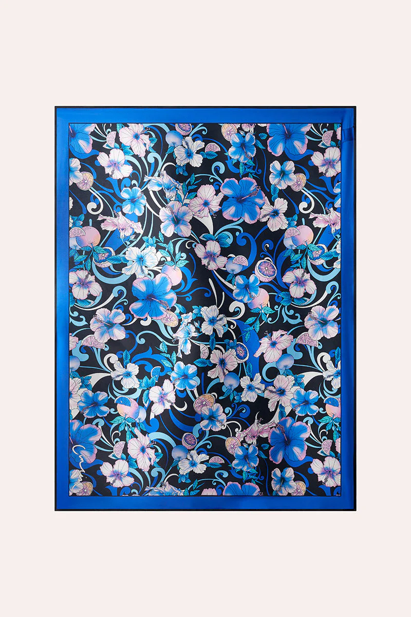 Long Silky Scarf - Hibiscus Blue - Image 3