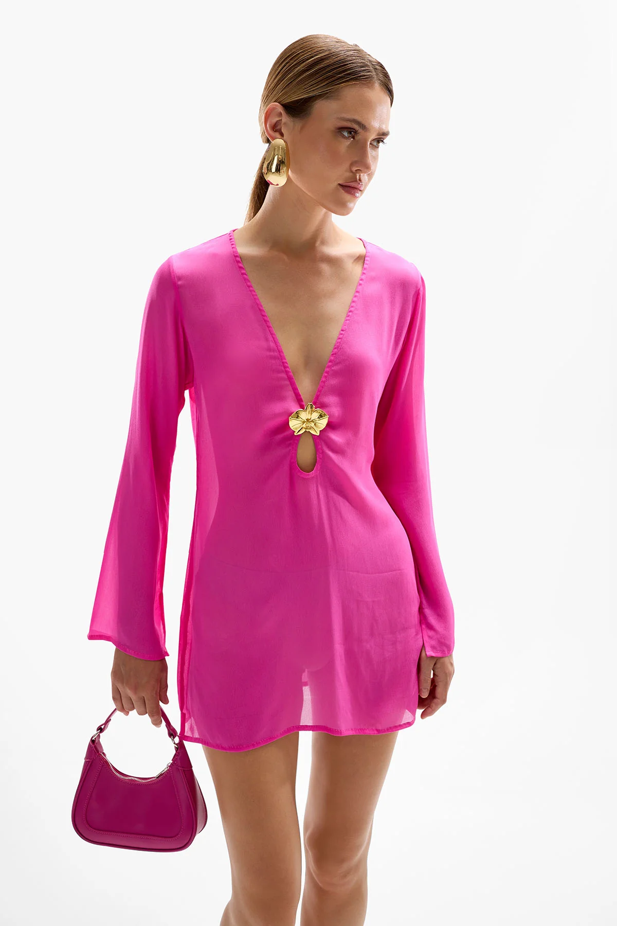 Lulu Orchid Dress - Fuchsia - Image 3