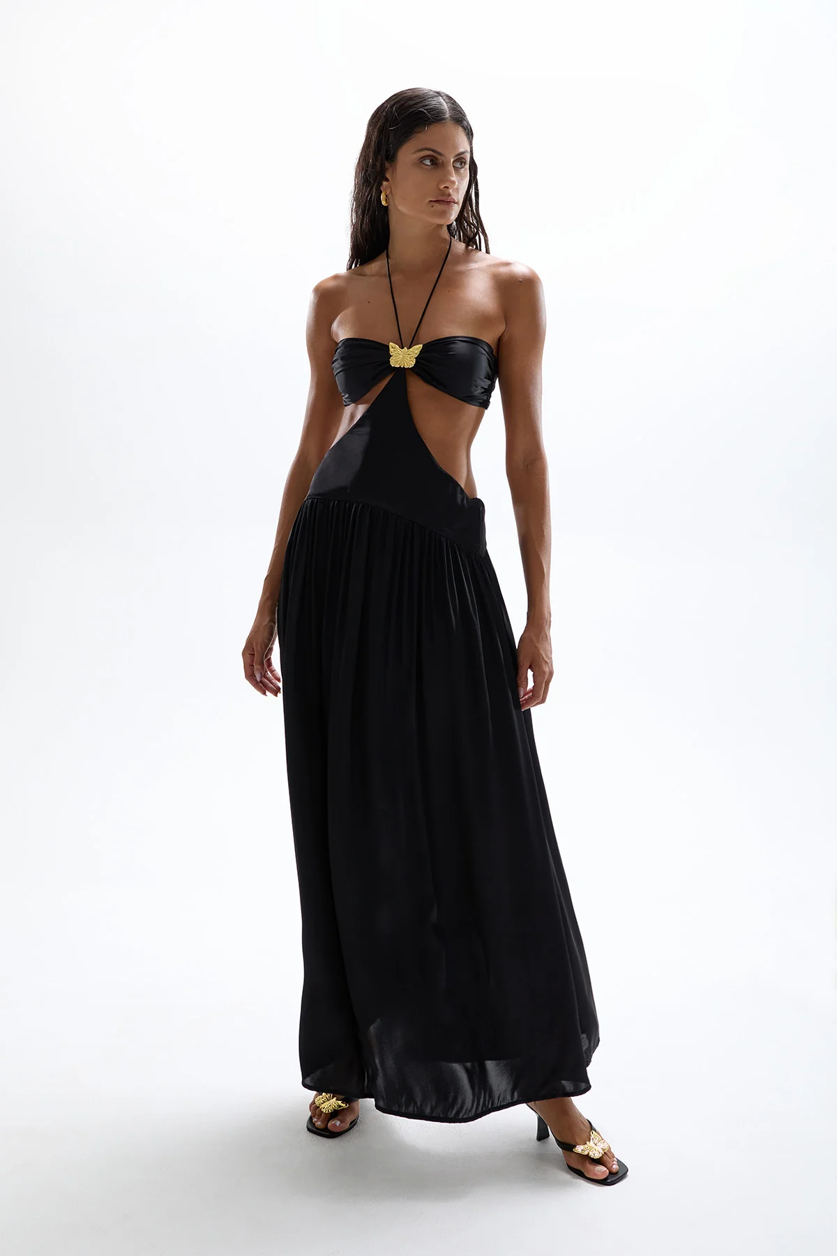Mila Butterfly Maxi Dress - Black