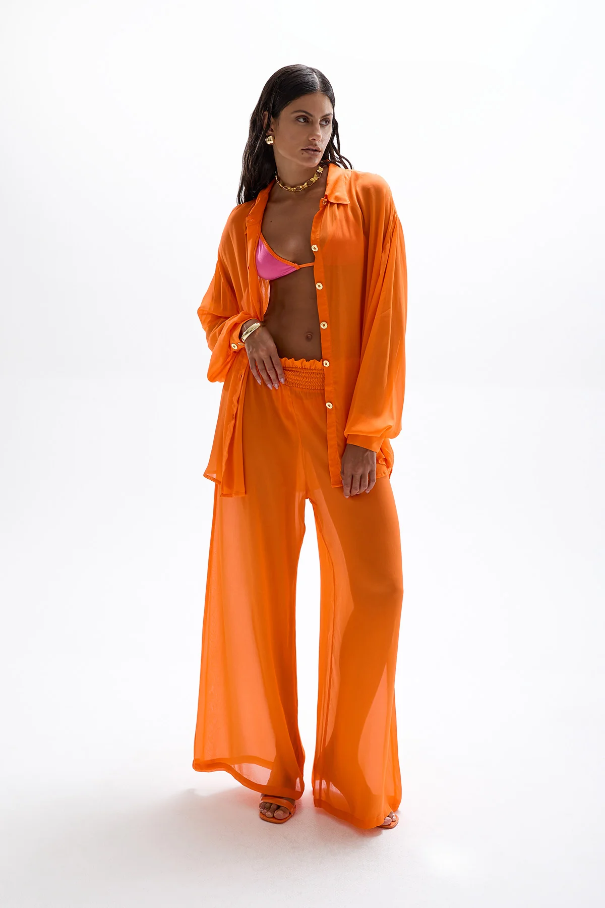 Muse Sheer Shirt - Orange