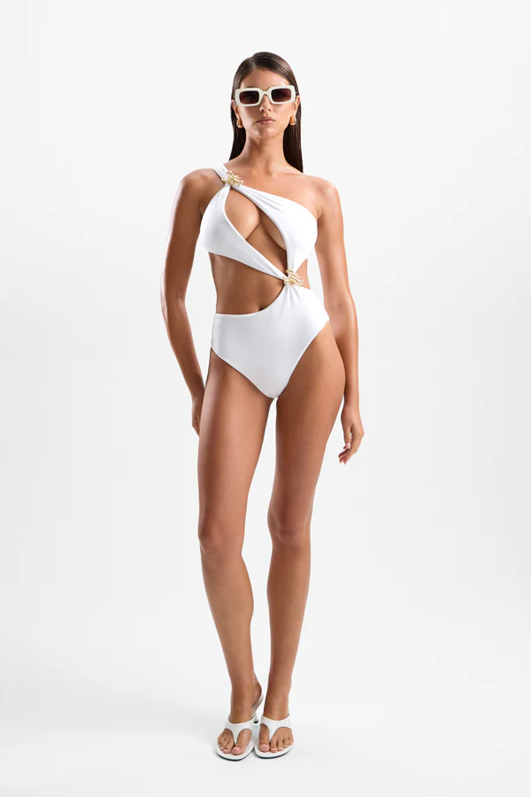 Orbit Lobster Lobster Cut Out Swimsuit - Pearl