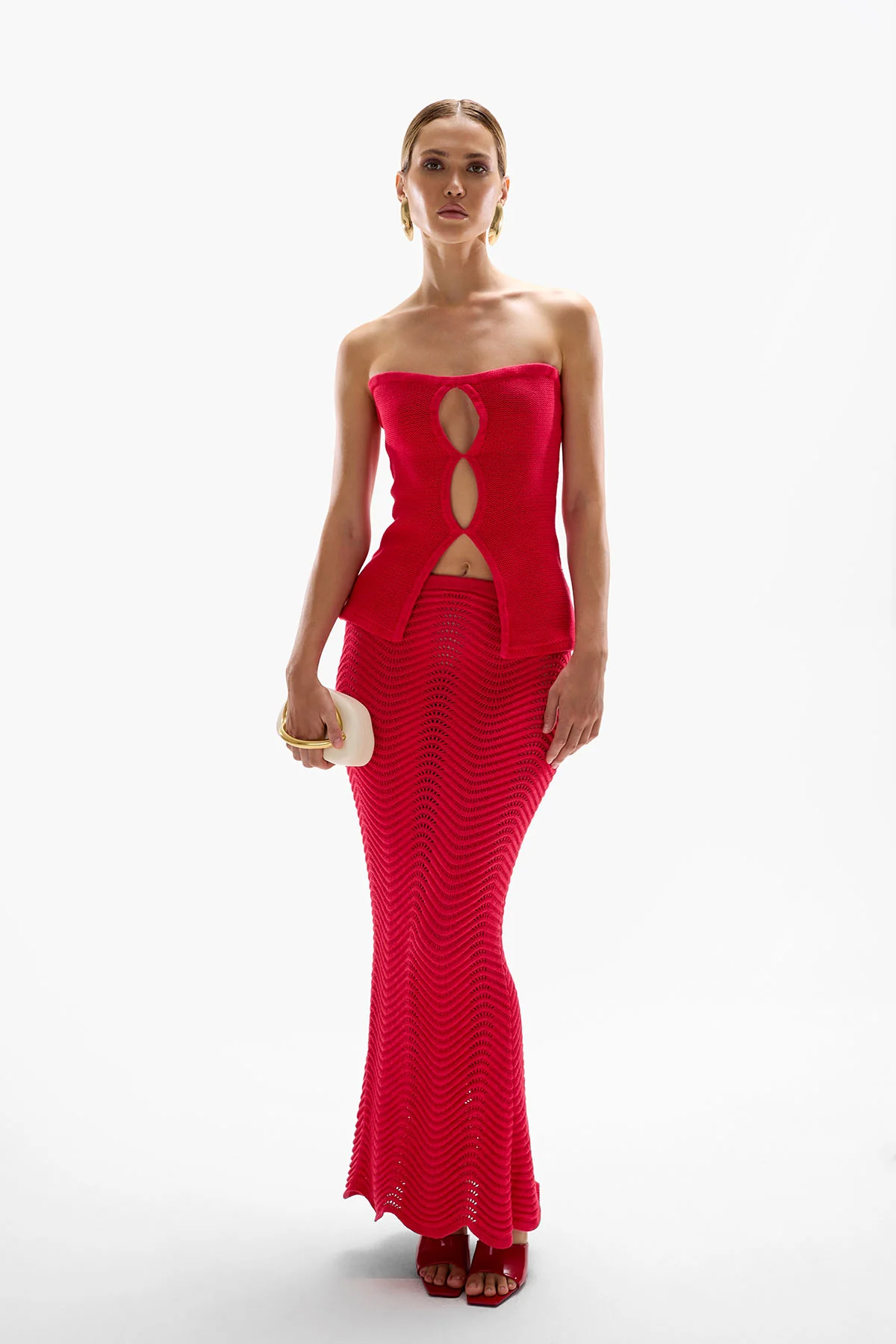 Soda Knit Maxi Skirt - Cherry - Image 3