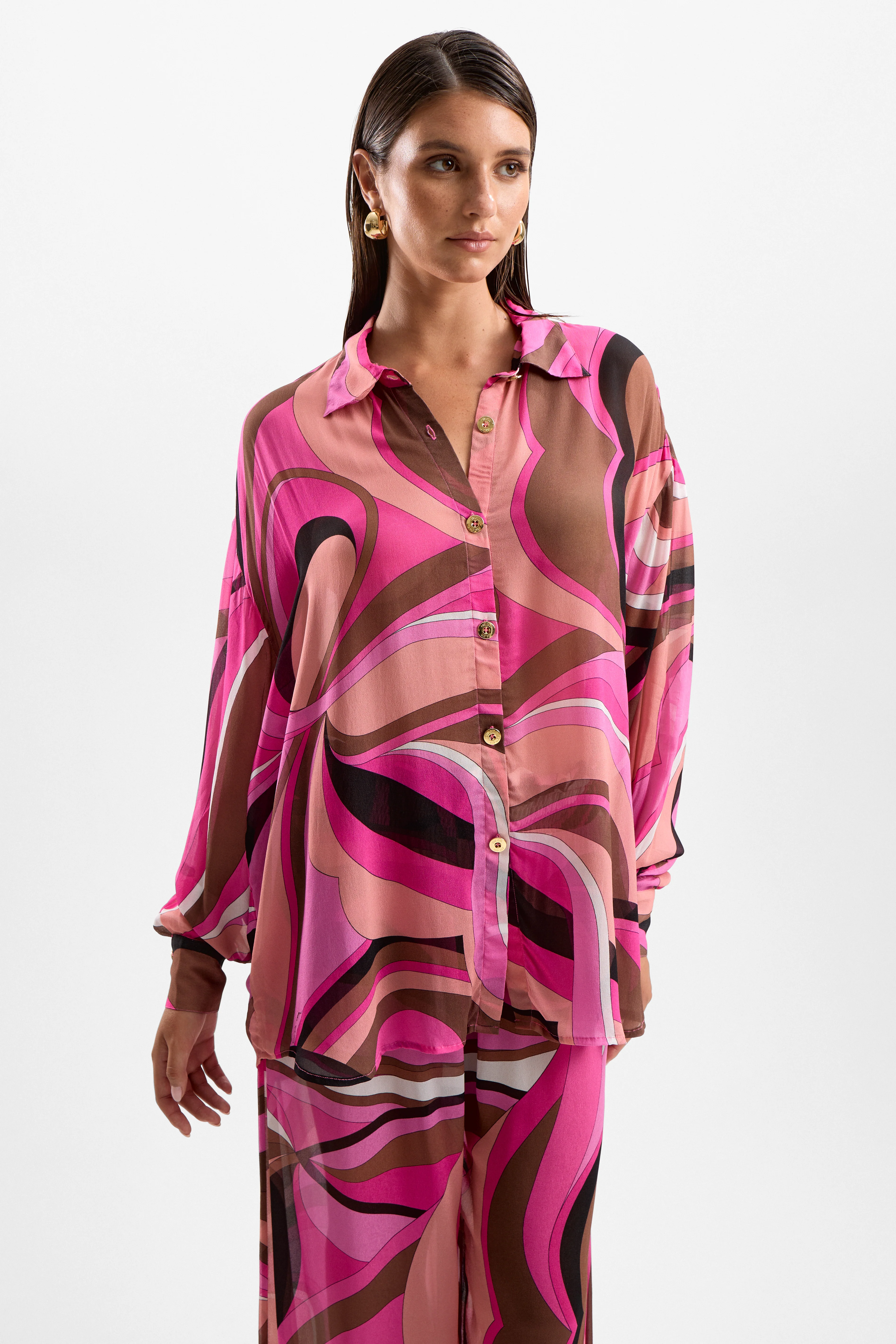Solace Button Up Shirt - Dolce Pink - Image 3
